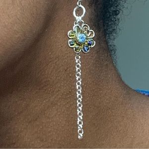 vintage flower and chain earrings